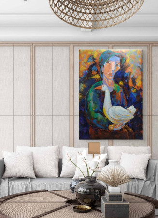 Homem com Ganso !30x90 cm. R$ 4.800,00